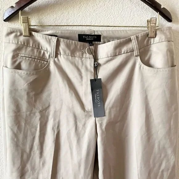 NEW Talbots Beige Minimalist Business Casual Office Signature Boot Trousers 12 - Picture 2 of 7